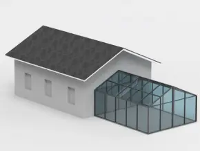 Пристройка с двухскатной крышей