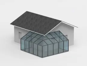 Угловая пристройка с односкатной крышей